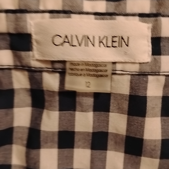 Calvin Klein Gingham Check Blue White 12 Tiered Maxi Classic Picnic Shirt Dress - Picture 7 of 11